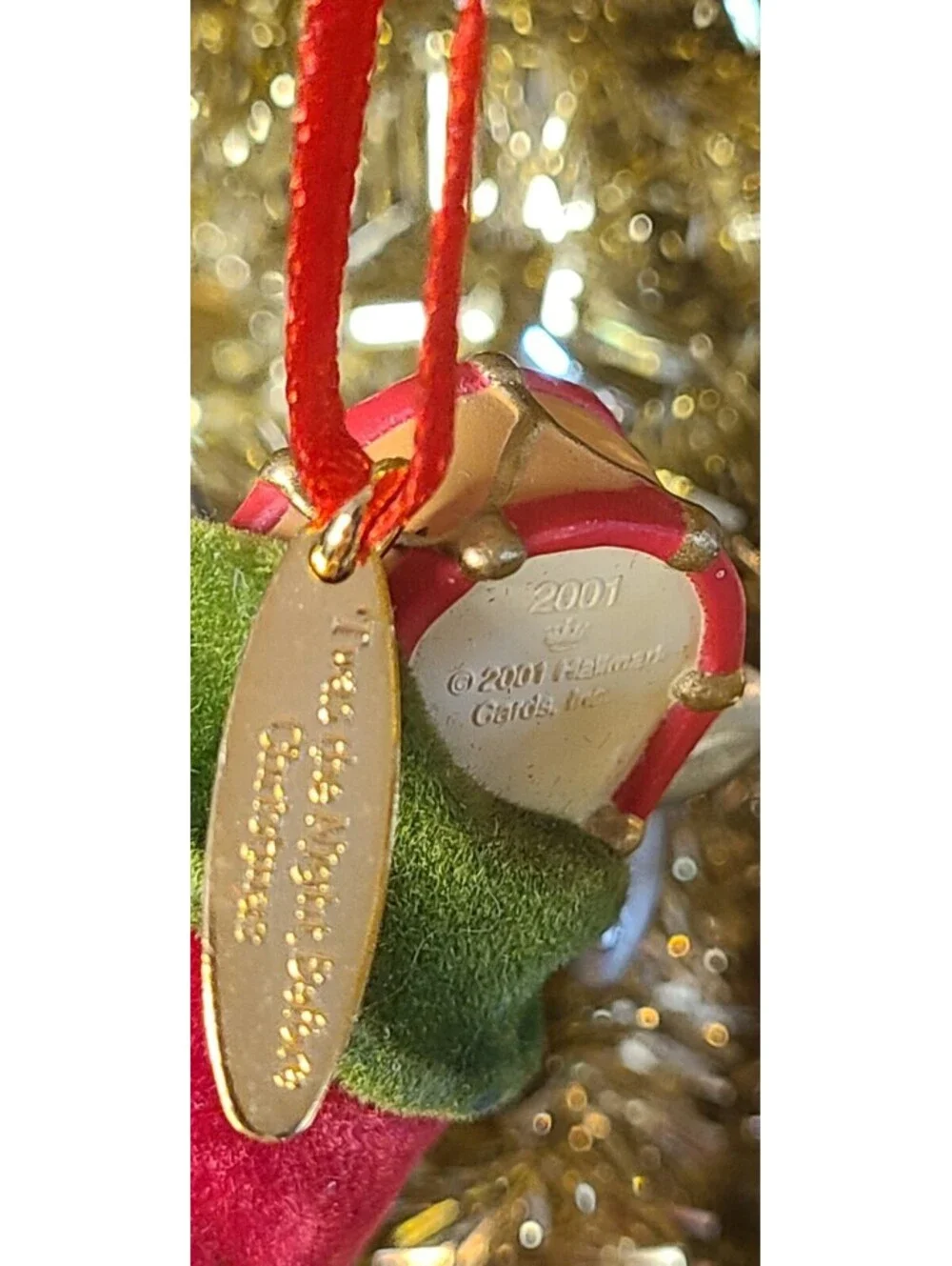 2001 Hallmark Ornament Hung With Care 'Twas The Night Before Christmas Stocking